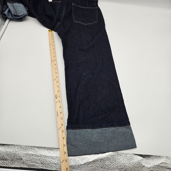 Free Assembly Mens Mid Rise Cropped Wide Leg Cuffed Jeans Dark Wash Blue Size 10 - Picture 9 of 11